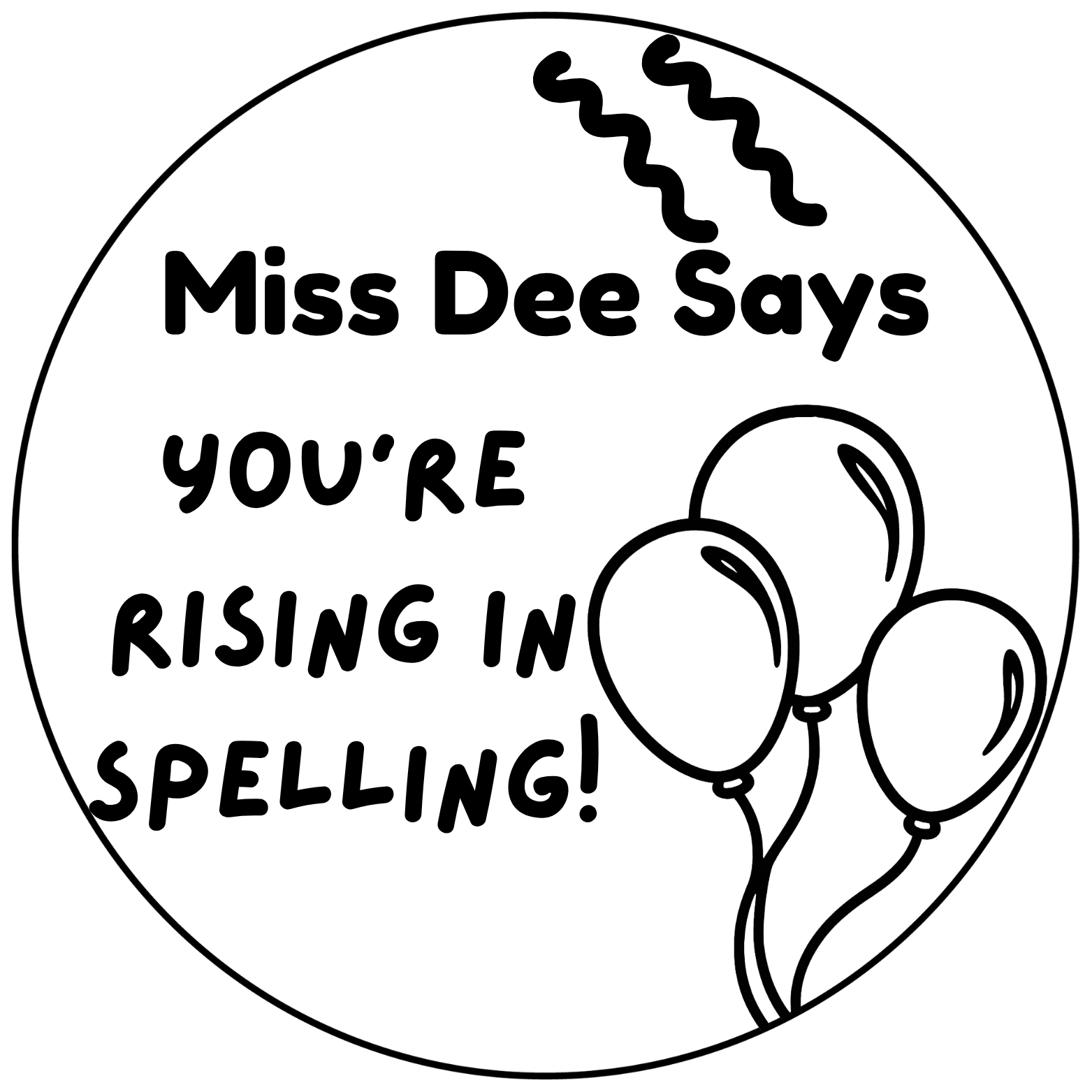 Miss Dee Says "You're Rising in Spelling!" Teacher Stamp | Balloon Reward Stamp