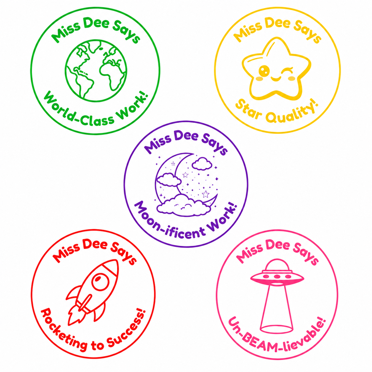 Personalised Space-Themed Teacher Stamp Bundle 🚀🌙