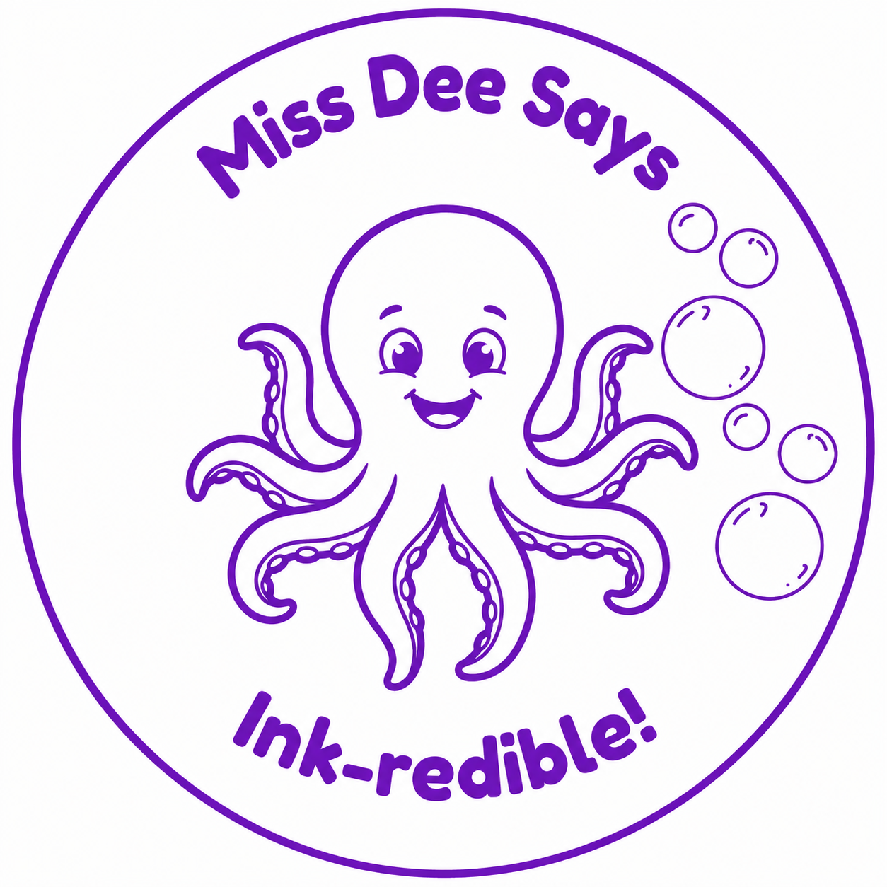 Miss Dee Says "Ink-redible!" Teacher Self-Inking Reward Stamp | Personalised Octopus Classroom Stamp