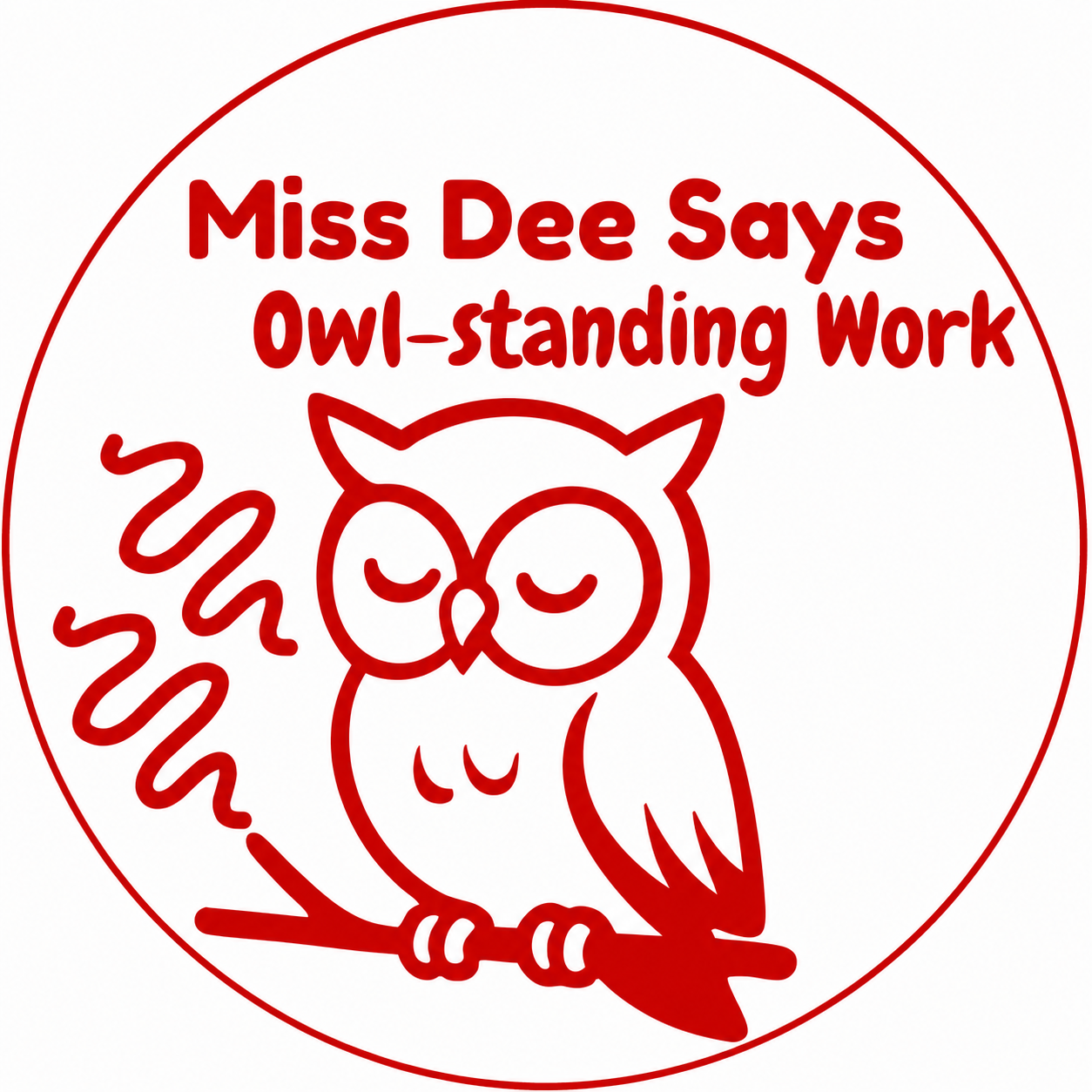 Owl-standing Work! Owl Teacher Stamp