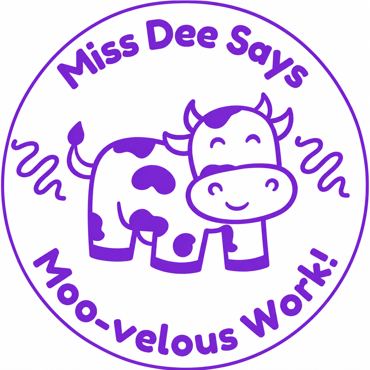 Personalised “Moo-velous Work!” Teacher Stamp 🐄