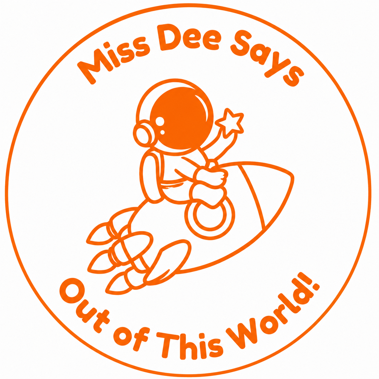 🚀 Personalised "Miss Dee Says: Out of This World!" Teacher Stamp | Space-Themed Reward Stamp