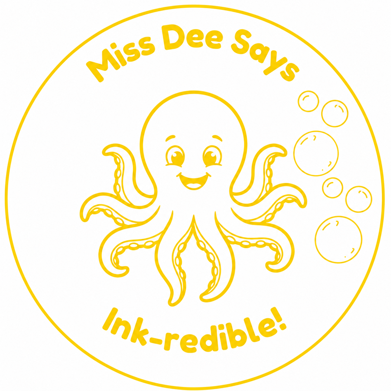 Miss Dee Says "Ink-redible!" Teacher Self-Inking Reward Stamp | Personalised Octopus Classroom Stamp
