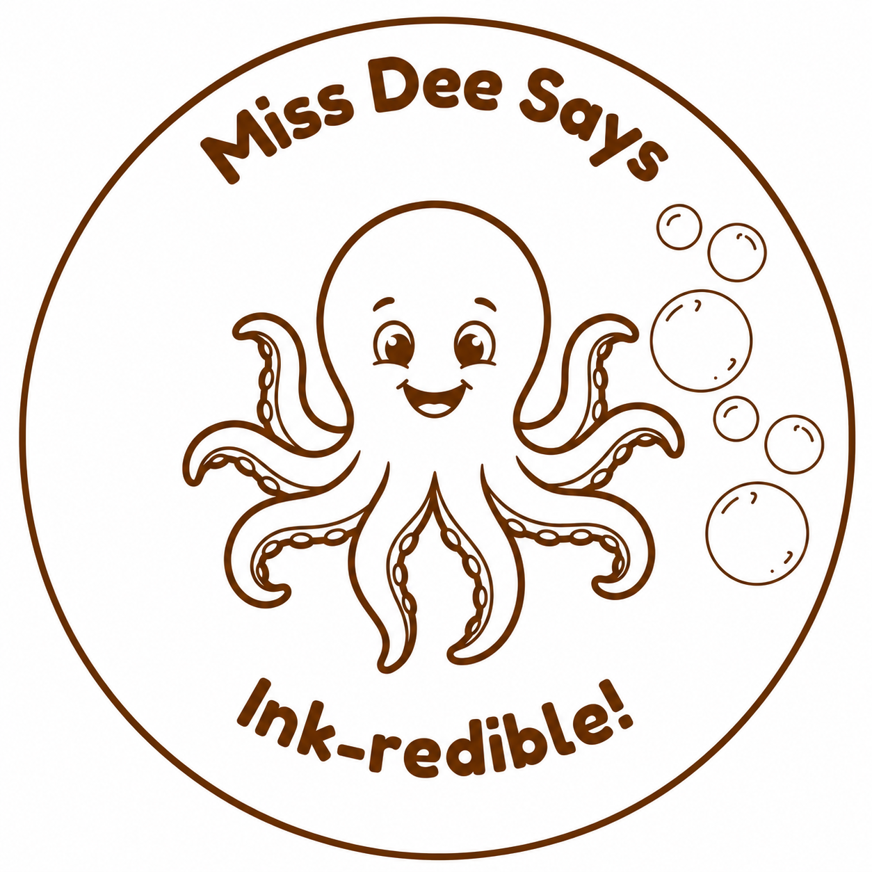 Miss Dee Says "Ink-redible!" Teacher Self-Inking Reward Stamp | Personalised Octopus Classroom Stamp