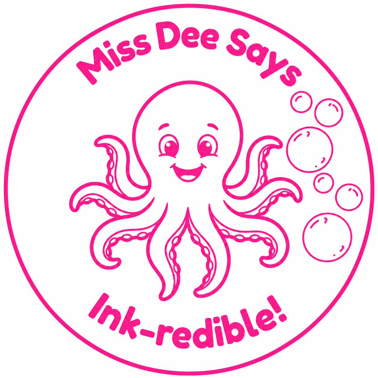 Miss Dee Says "Ink-redible!" Teacher Self-Inking Reward Stamp | Personalised Octopus Classroom Stamp