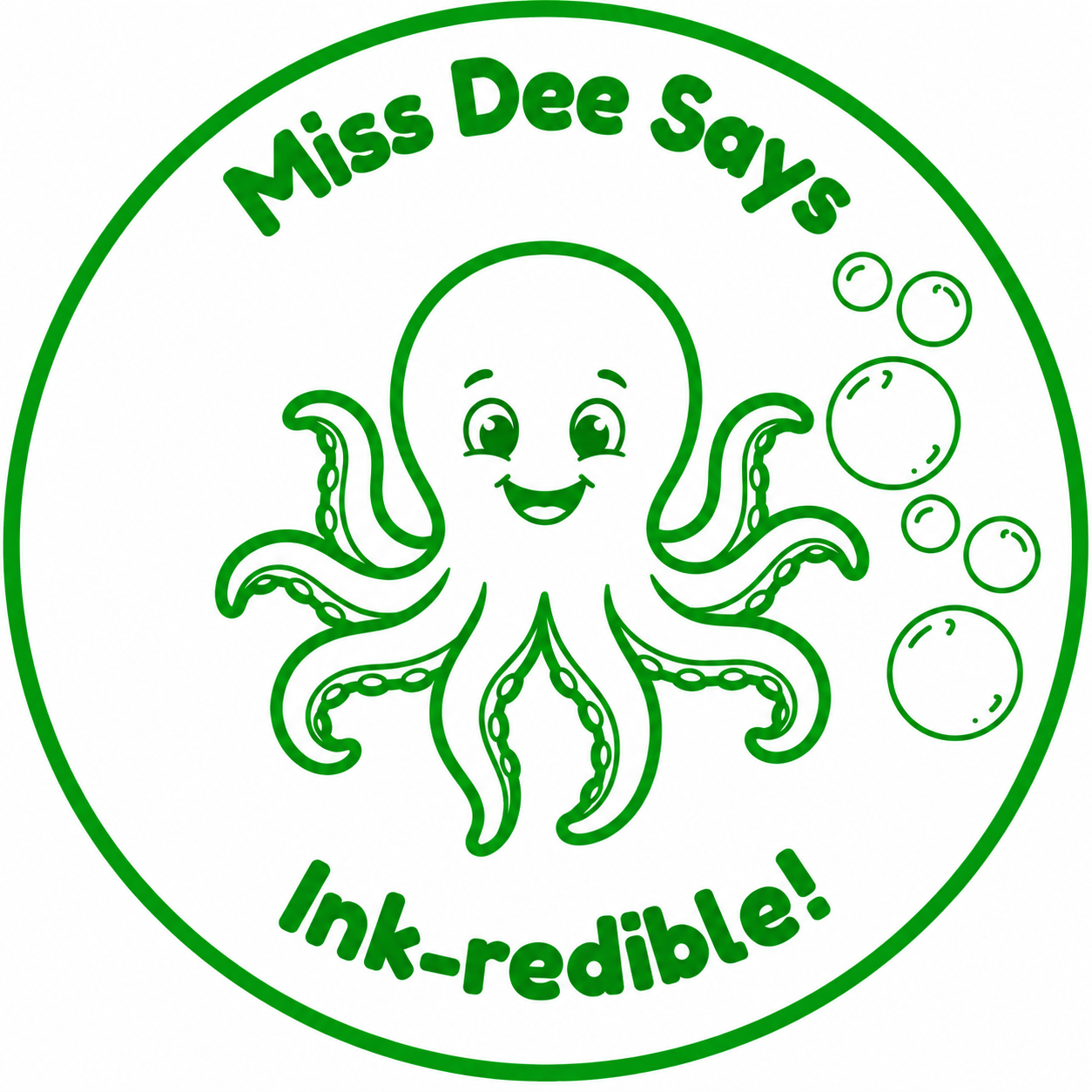 Miss Dee Says "Ink-redible!" Teacher Self-Inking Reward Stamp | Personalised Octopus Classroom Stamp
