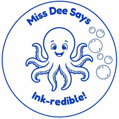 Miss Dee Says "Ink-redible!" Teacher Self-Inking Reward Stamp | Personalised Octopus Classroom Stamp