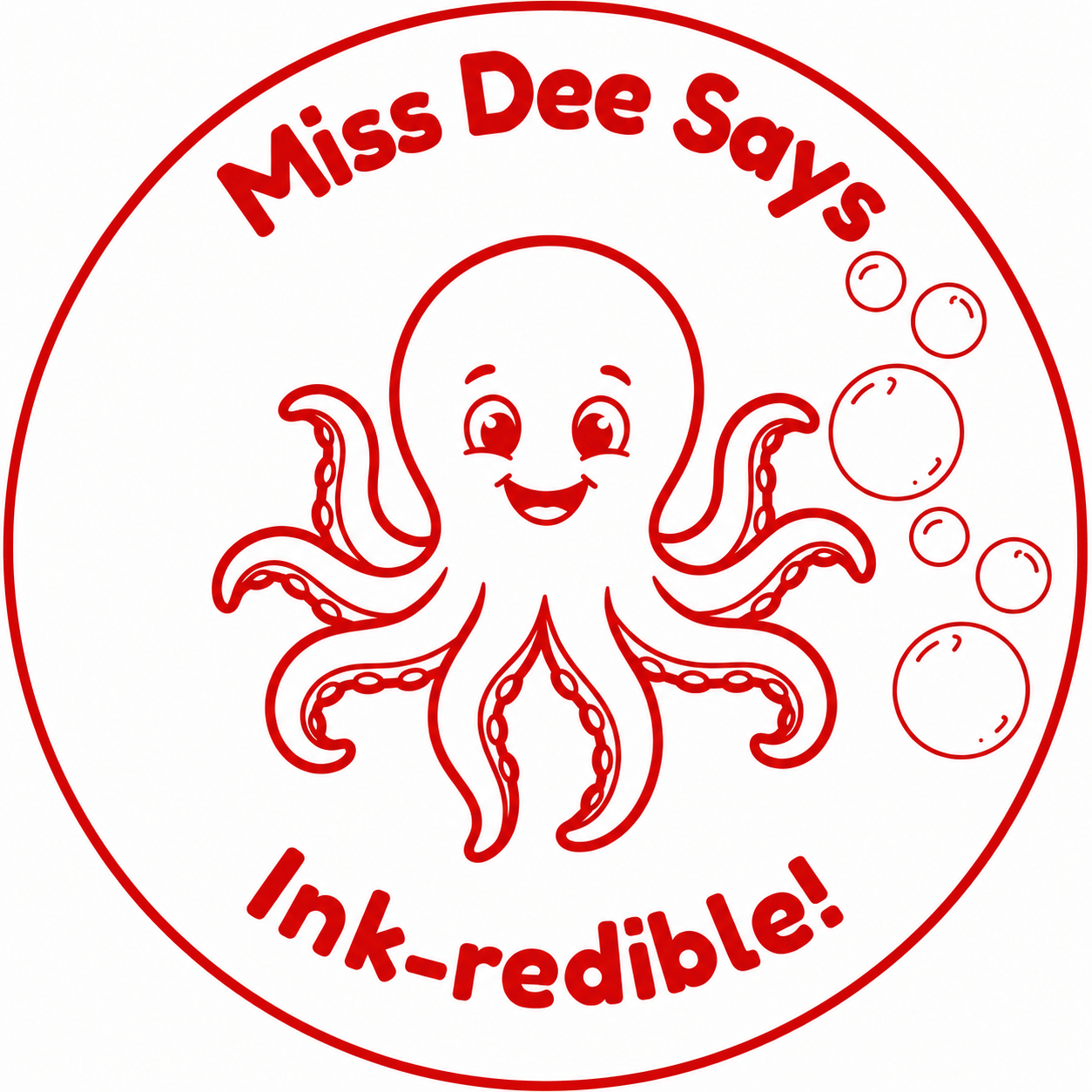 Miss Dee Says "Ink-redible!" Teacher Self-Inking Reward Stamp | Personalised Octopus Classroom Stamp