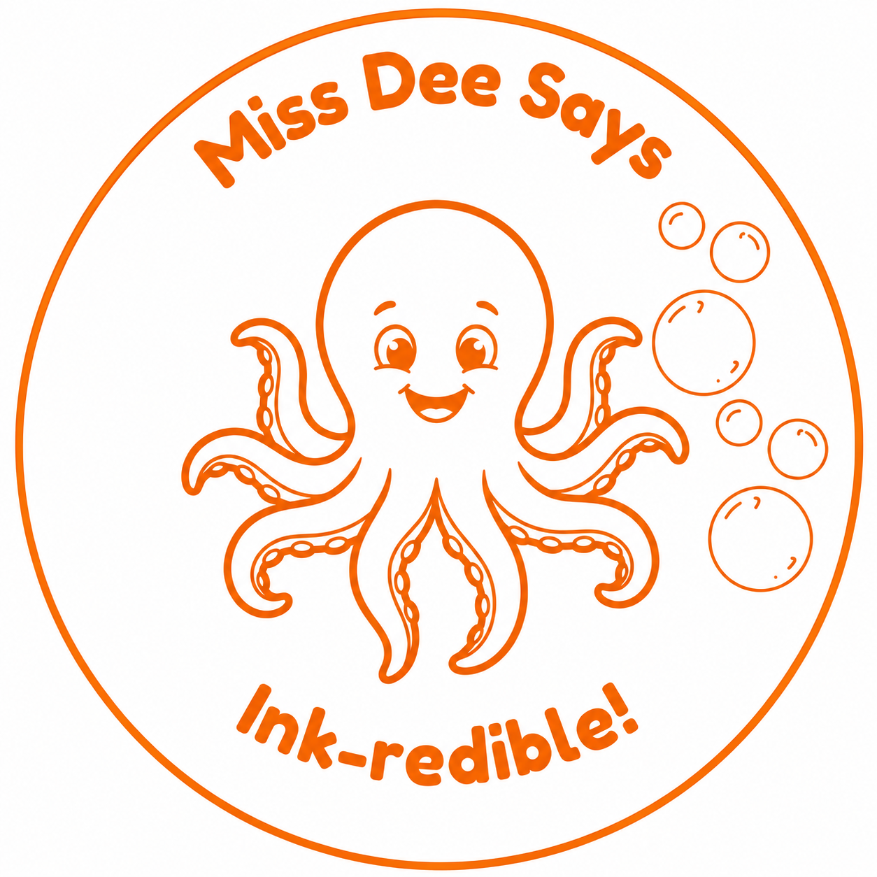 Miss Dee Says "Ink-redible!" Teacher Self-Inking Reward Stamp | Personalised Octopus Classroom Stamp