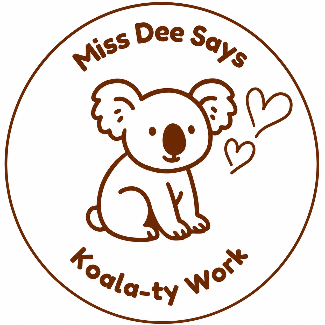 🐨 Miss Dee Says "Koala-ty Work" Teacher Stamp | Australian Classroom Reward Stamp | Personalised Teacher Stamp