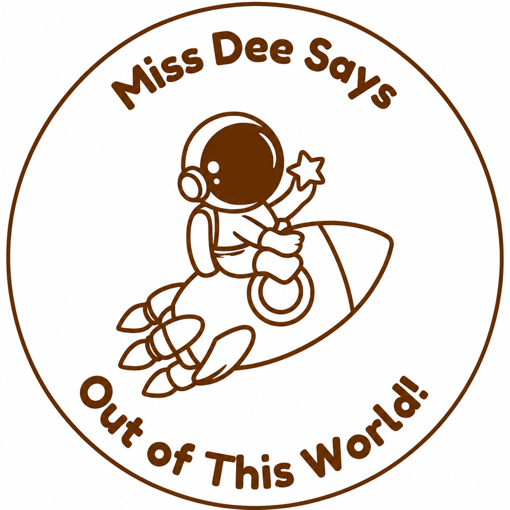 🚀 Personalised "Miss Dee Says: Out of This World!" Teacher Stamp | Space-Themed Reward Stamp