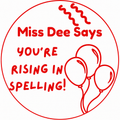 Miss Dee Says "You're Rising in Spelling!" Teacher Stamp | Balloon Reward Stamp