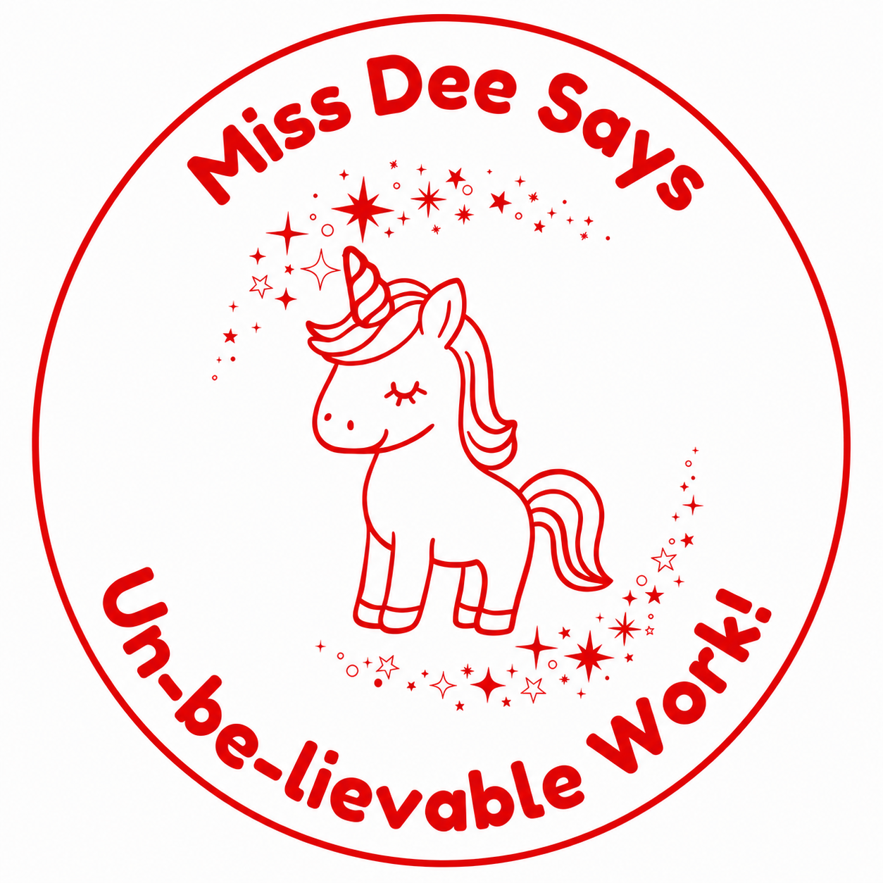 Personalised Teacher Stamp | Un-be-lievable Work! 🦄