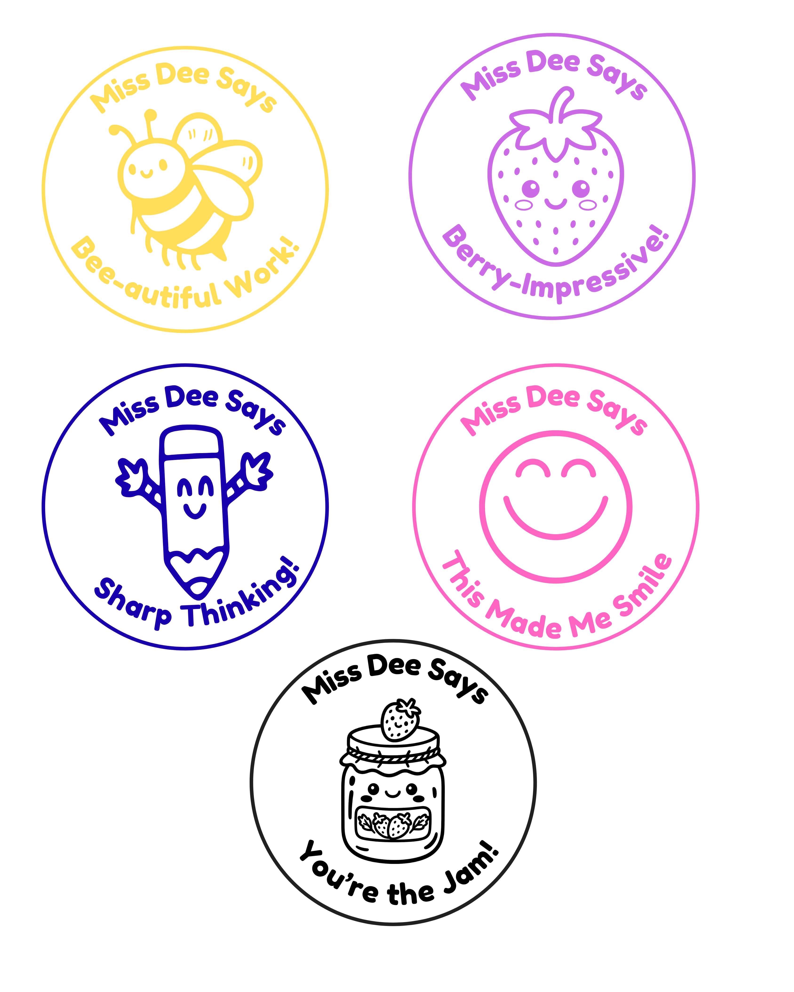 The Sweet Success Collection | 5 Personalised Teacher Stamps🍓✨