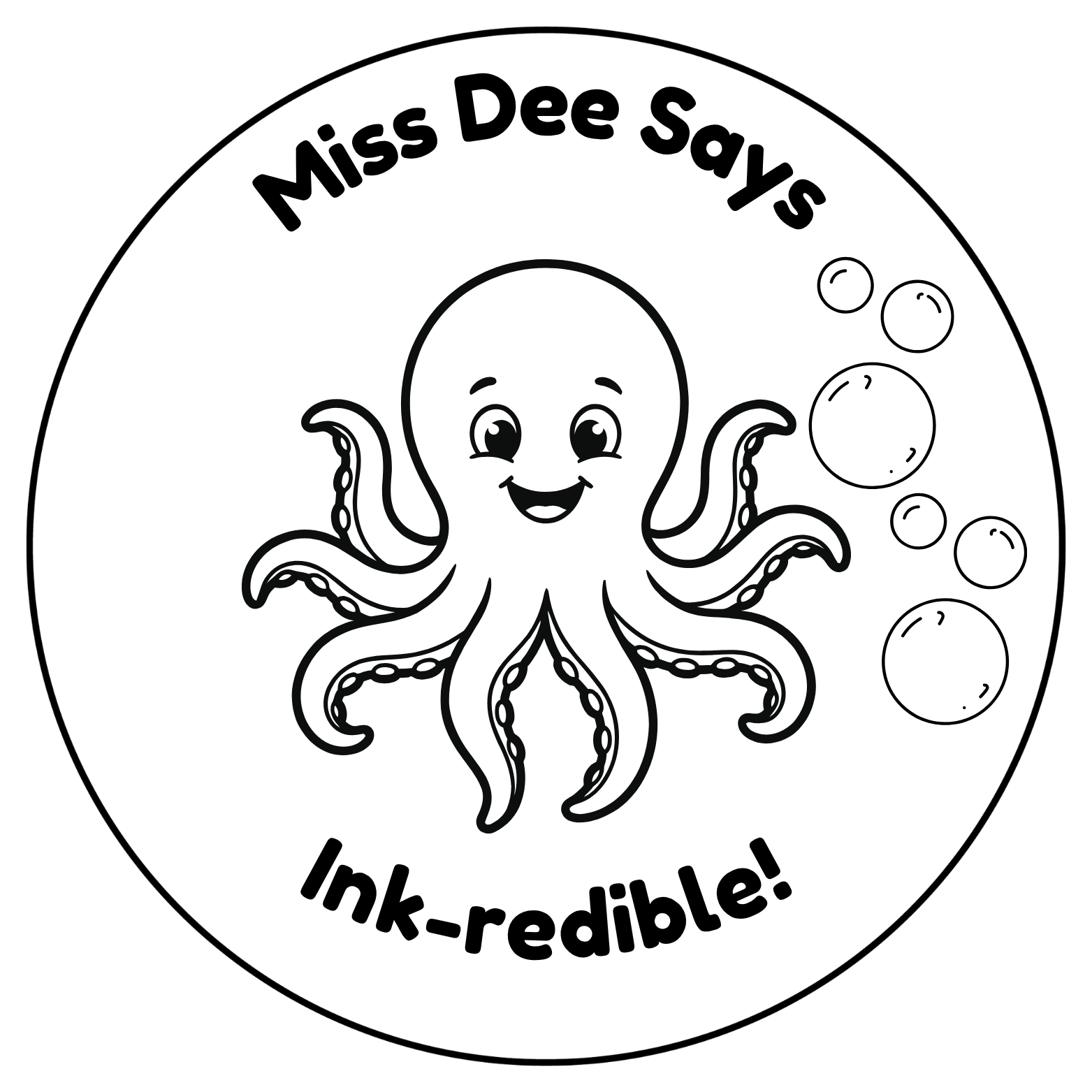 Miss Dee Says "Ink-redible!" Teacher Self-Inking Reward Stamp | Personalised Octopus Classroom Stamp